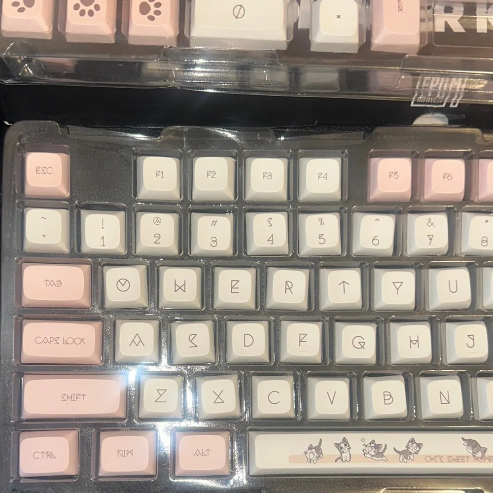 EPOMAKER Pink and White Kitty PBT Keycap Set
